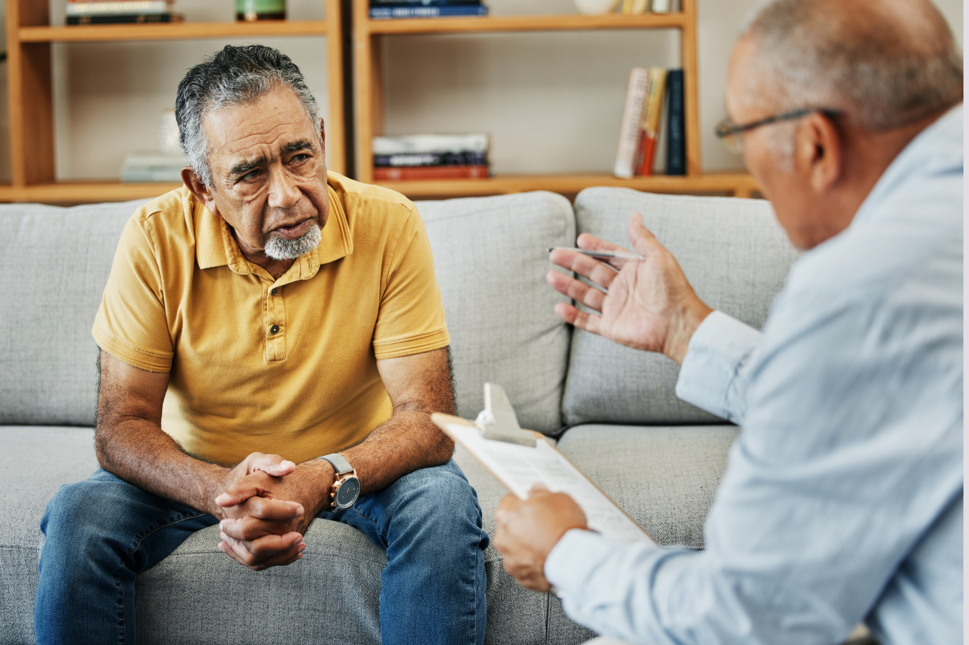 Older man talking to a therapist